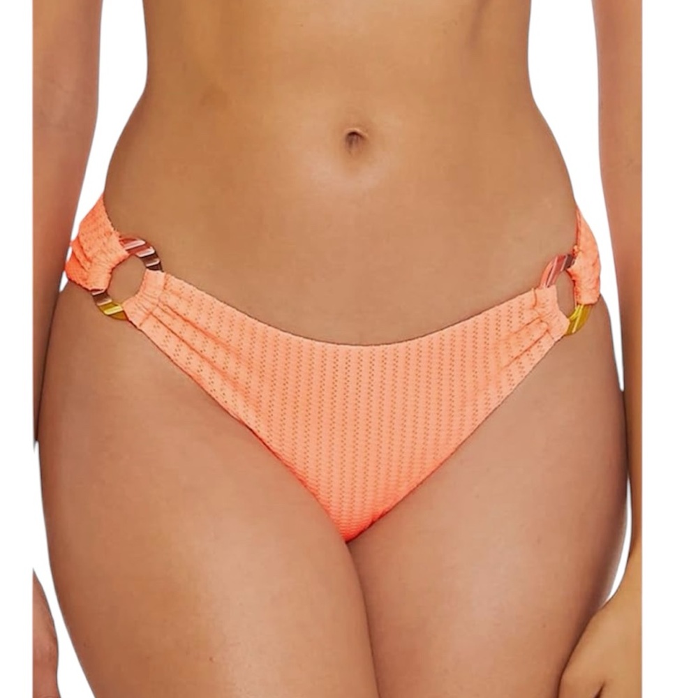 Becca Line in The Sand Gracie Rib Textured Ring Hipster Bikini Bottom Small NWT